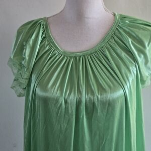 Blair Deep Green Satin Short Sleeve Chemise Nightgown